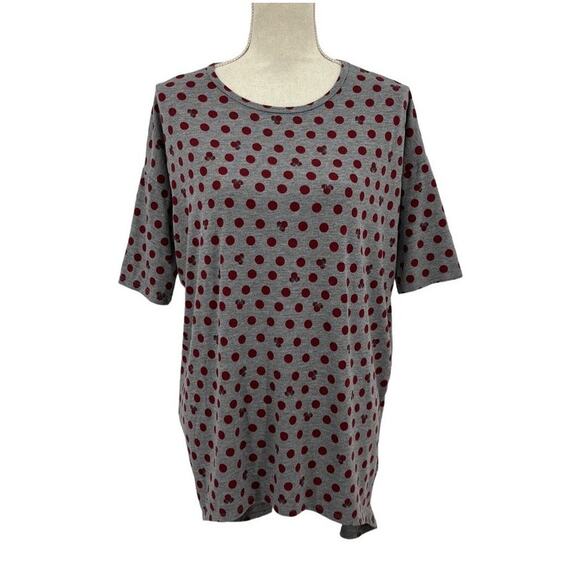 Lularoe Gray Polka Dots Minnie Mouse Crew Neck Short Sleeve T-Shirt Size XS - Picture 1 of 11